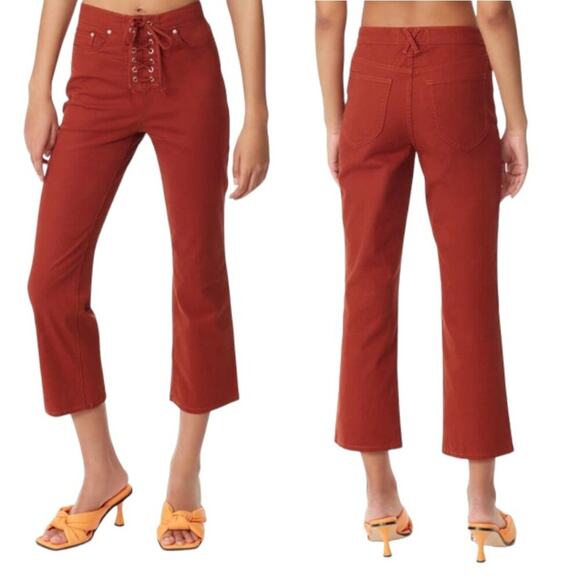 Circus Lace-up Boot Cut Crop Jeans Brown Size 25 NWT $70 MSRP - Picture 1 of 7